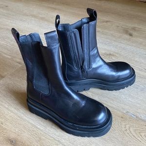 Jeffrey Campbell Black Faux Leather Combat boots